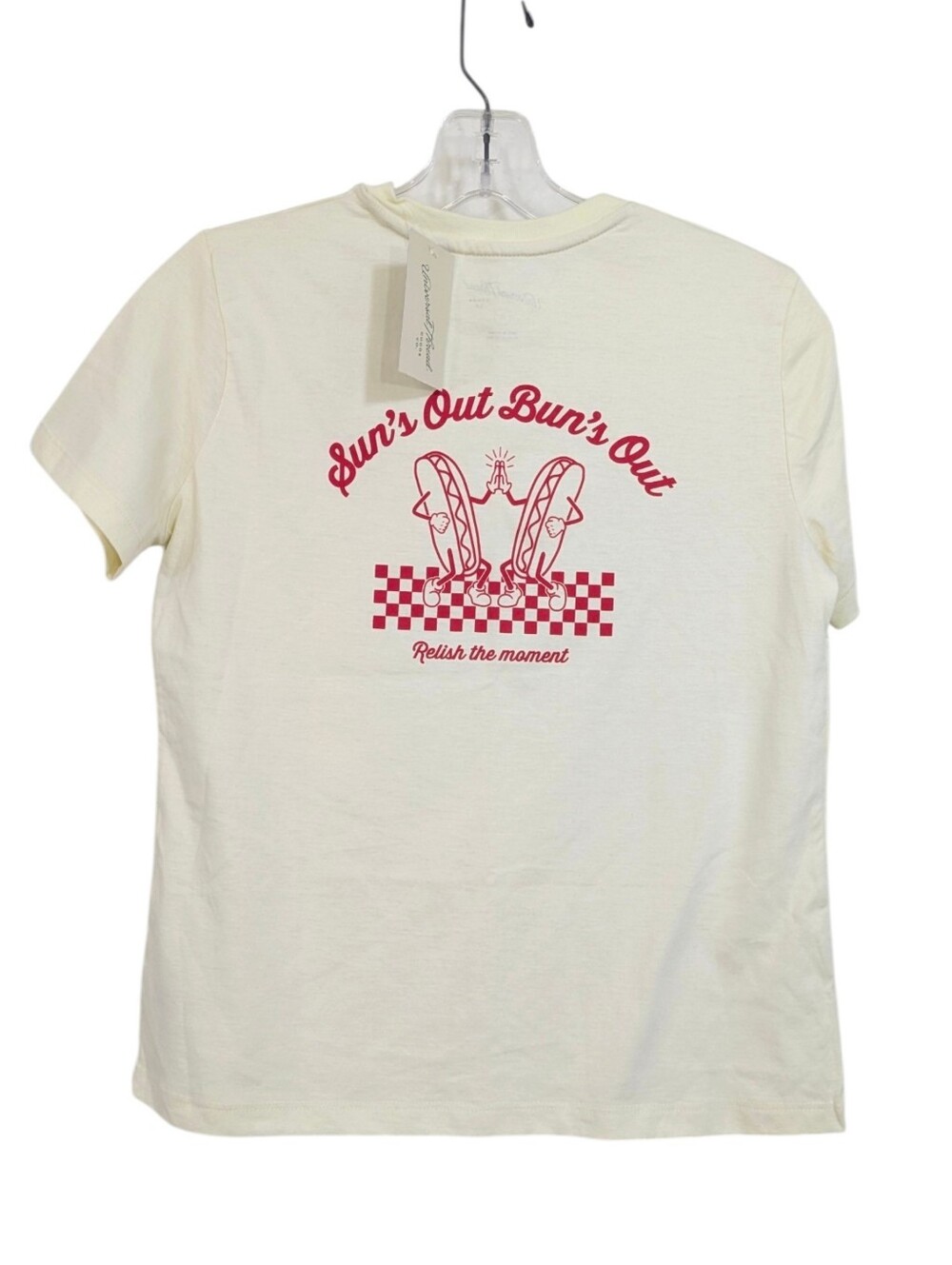 NEW Universal Thread Sun's Out Buns Out Tee - Cream & Red Size XS Womens T-shirt